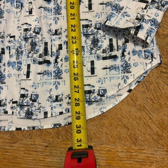 Robert Graham Shirts Inkom White Blue Floral Print Men’s Sz Medium Flip Cuff - Picture 7 of 7